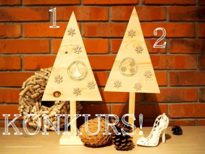 Wygraj dwie choinki z drewna ręcznie wykonane