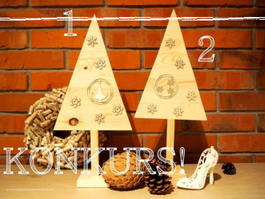 Wygraj dwie choinki z drewna ręcznie wykonane