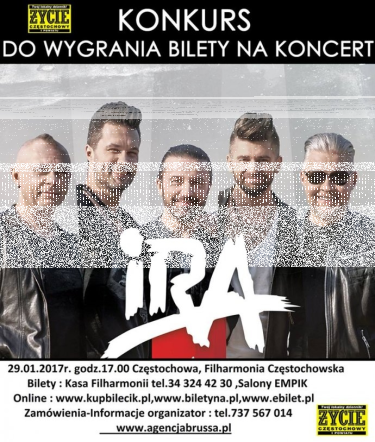 Wygraj bilet na koncert zespołu "IRA" w Filharmonii Częstochowskiej