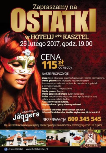 Wygraj zaproszenie na Ostatki w Hotelu Kasztel