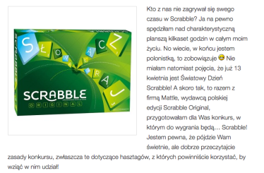 Konkurs fotograficzny "Światowy Dzień Scrabble"