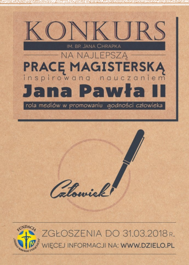 Konkurs akademicki im. bp. Jana Chrapka na najlepszą pracę magisterską