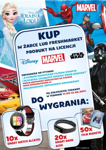 Konkurs "Dzień Dziecka z bohaterem Disneya" Żabka, FreshMarket