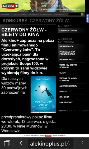 Wygraj bilety do kina na "Czerwony żółw" Warszawa, do godz. 9:00
