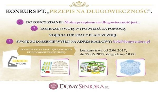 Konkurs pt. "Przepis na długowieczność" do godz. 10:00