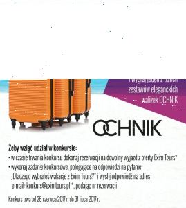 Konkurs "Wakacje z EXIM Tours i Ochnik"