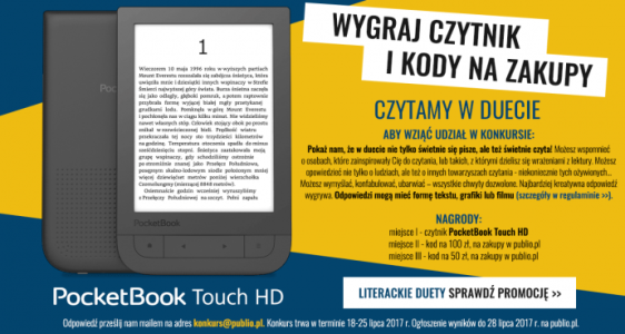 Konkurs "Wygraj czytnik PocketBook i kody na darmowe książki"