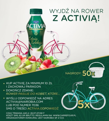 Konkurs "Wyjdź na rower z Activią" Carrefour