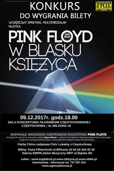 Częstochowa: Wygraj bilet na koncert zespołu Spare Brick "Pink Floyd w Blasku Księżca" do godz. 10:00