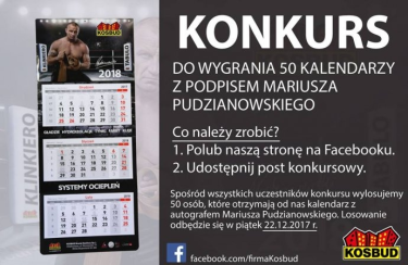 Wygraj kalendarz z autografem Mariusza Pudzianowskiego