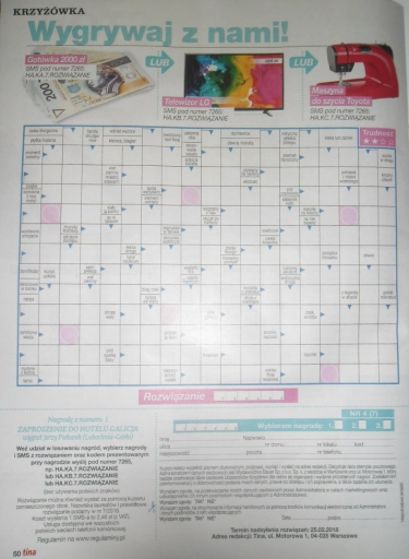Konkurs "Krzyżówki Tina" nr 4/2018