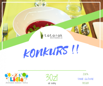 Wygraj podwójne zaproszenie obiad w Restauracji Tatarak