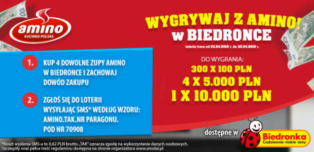 Loteria "Wygrywaj z Amino w Biedronce"