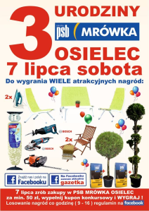 Osielec: Konkurs "3 urodziny PSB Mrówka" do godz. 16:00