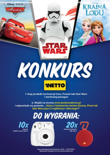Konkurs "Filmowy bohater świata Disney, Pixar lub Star Wars" Netto