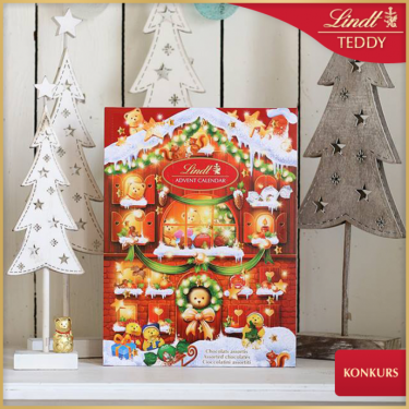 Wygraj 1 z 15 kalendarzy adwentowych misia Lindt Teddy