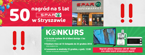 Stryszawa: Konkurs "Spar, 50 nagród na 5 lecie SPAR"
