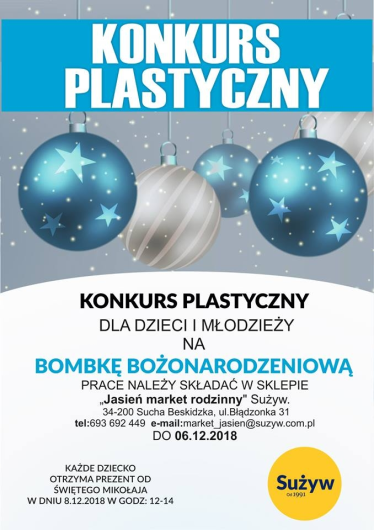 Sucha Beskidzka: Konkurs "Bombka Bożonarodzeniowa"