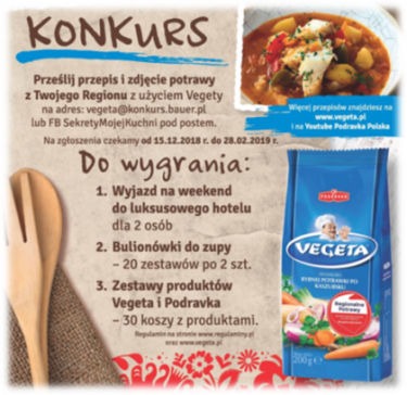 Konkurs "Poznaj regionalną kuchnię z Vegetą"