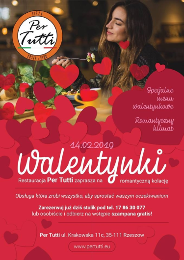 Rzeszów: Wygraj walentynkową kolację w Per Tutt