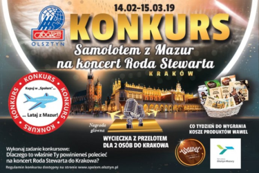 Olsztyn: Konkurs "Samolotem z Mazur na koncert Roda Stewarta w Krakowie!"