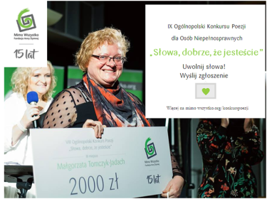 9. edycja Ogólnopolskiego Konkursu Poezji dla Osób Niepełnosprawnych "Słowa, dobrze, że jesteście"