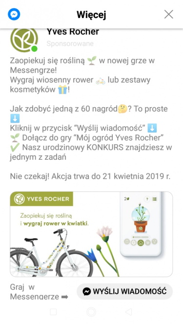 Konkurs "Yves Rocher Messenger zaopiekuj się rośliną i wygraj"