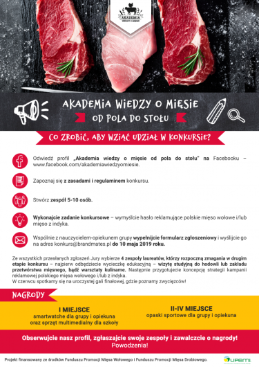 Konkurs "Akademia wiedzy o mięsie od pola do stołu"