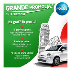 Piotrków Trybunalski: Loteria "Wybierz się na zakupy do Focus Mall i wygraj stylowego Fiata 500"