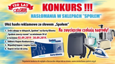 Częstochowa: Konkurs "Hasłomania w sklepach Społem"