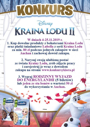 Konkurs "Ulubiona postać ze świata Krainy Lodu" Auchan