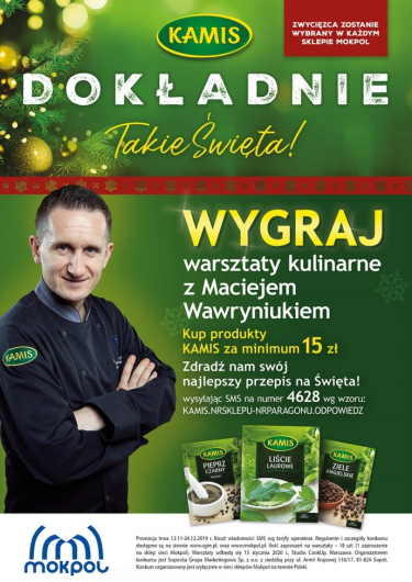 Konkurs "Dokładnie Takie Święta KAMIS - WYGRAJ WARSZTATY KULINARNE" MokPol