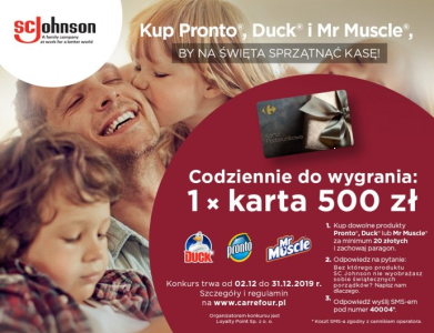 Konkurs "Kup Pronto, Duck i Mr Muscle, by na Święta sprzątnąć kasę" Carrefour
