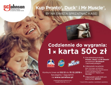 Konkurs "Kup Pronto, Duck i Mr Muscle, by na Święta sprzątnąć kasę" Carrefour