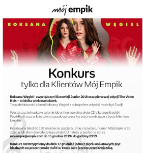 Konkurs "Płyta Roksany Węgiel z autografem"