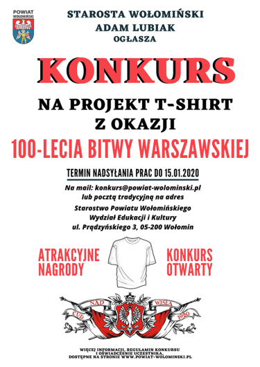 Konkursie na projekt T-Shirt z okazji 100-lecia Bitwy Warszawskiej