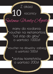 Wygraj 1 z 3 voucherów do salonu urody "Agata"