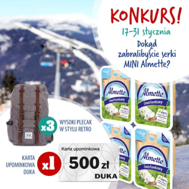 Konkurs "Dokąd zabralibyście (na ferie) serki Mini Almette?"
