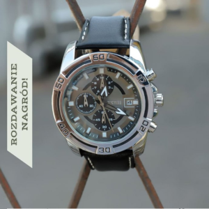 Wygraj Planum, zegarek sportowy ze skórzanym paskiem