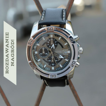 Wygraj Planum, zegarek sportowy ze skórzanym paskiem