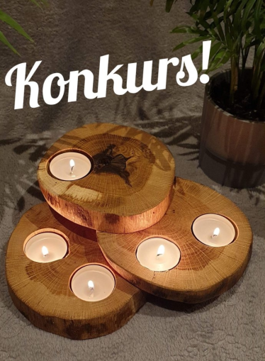 Wygraj ręcznie wykonany dębowy świecznik