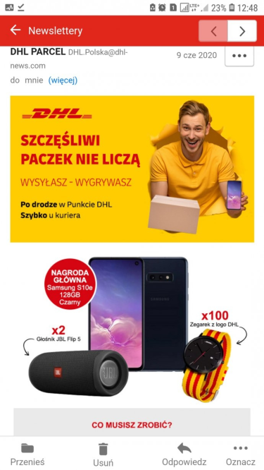 Konkurs "Zamów kuriera - nadaj przesyłkę kurierską DHL Parcel"