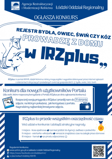 Konkurs "Rejestr bydła, owiec, świń czy kóz prowadzę z domu w IRZplus"