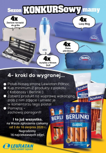 Konkurs "Berlinki i kabanosy Krakus – doskonały duet na wyprawę wakacyjną" Lewiatan