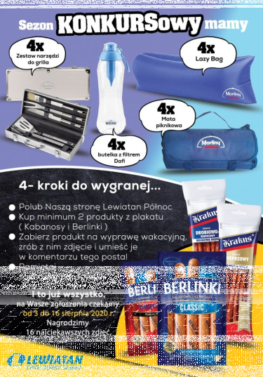 Konkurs "Berlinki i kabanosy Krakus – doskonały duet na wyprawę wakacyjną" Lewiatan