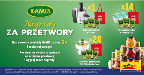 EkoKonkurs Spiżarnia Smaków Kamis – nagrody ZA PRZETWORY