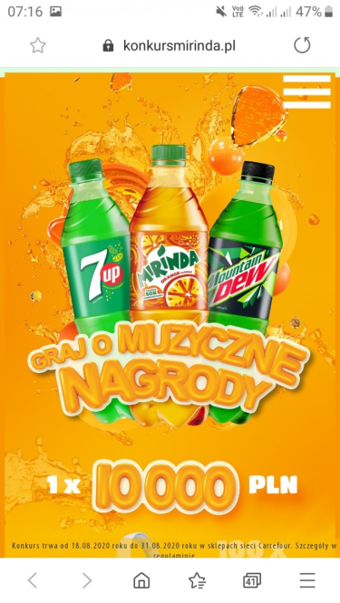 Konkurs "Mirinda - CRF" Carrefour