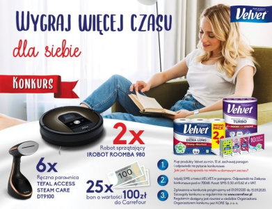 Konkurs "Velvet - Wygraj więcej czasu dla siebie" Carrefour