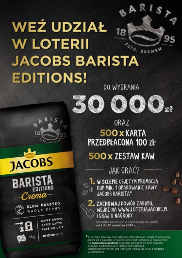 Loteria "Jacobs - Kawa jak z kawiarni w Twoim domu"