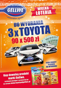 Loteria: Wygraj 3 Toyoty od Gellwe